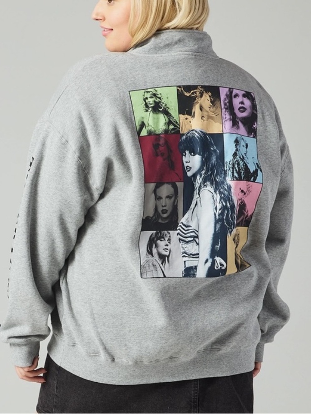 Rare 🔥 Taylor Swift The Eras Tour Grey Graphic Merch Quarter-Zip Sweatshirt XS